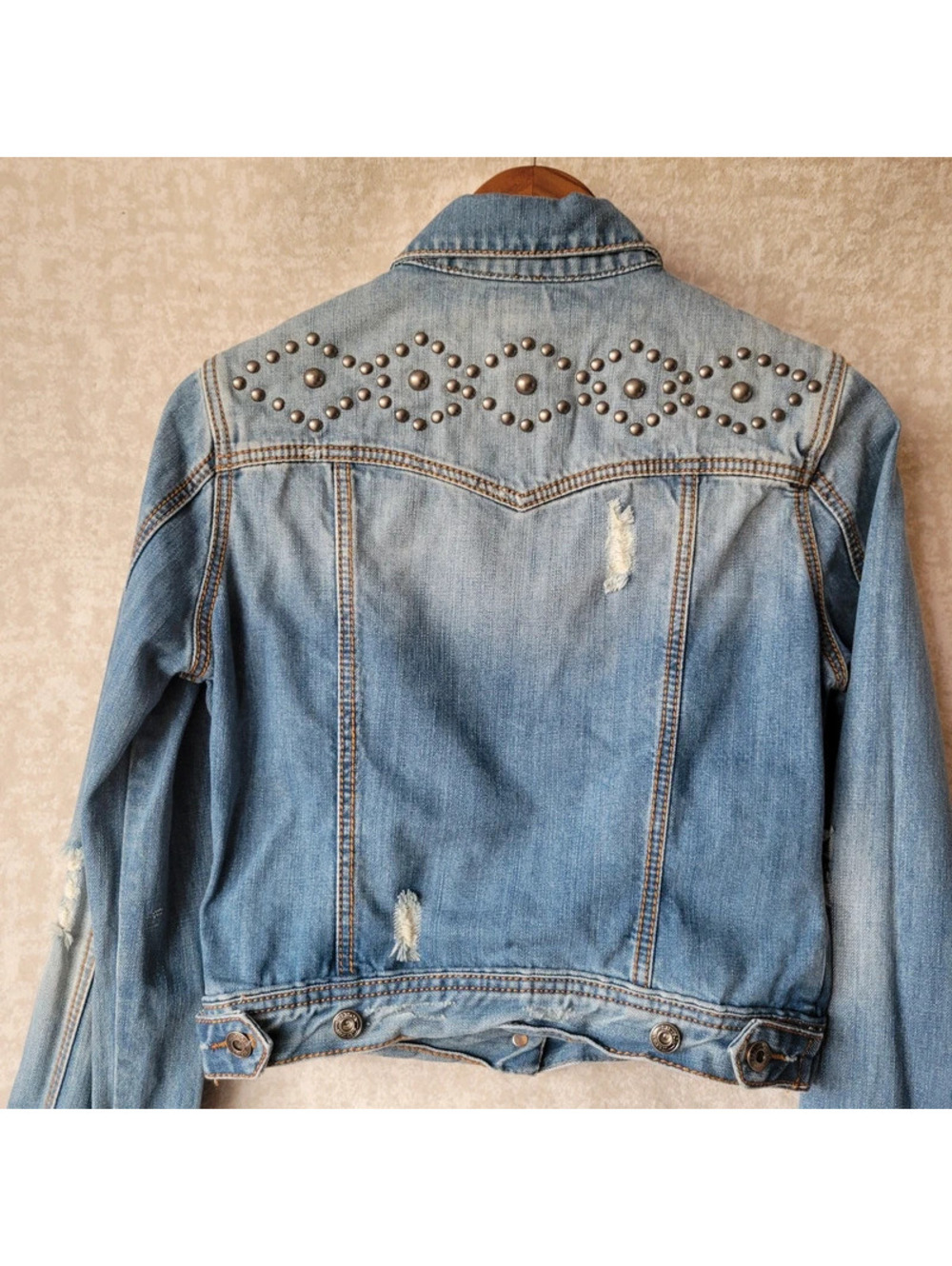 Stetson Studded Denim Jacket Womens Small Blue Button Pockets Country Western - Picture 11 of 14
